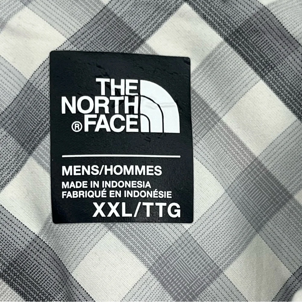 North Face Shirt Adult 2XL Gray Plaid Button Up Short Sleeve Casual Outdoor Men